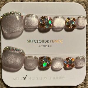 Glitter Cateye Press-On Toe Nails